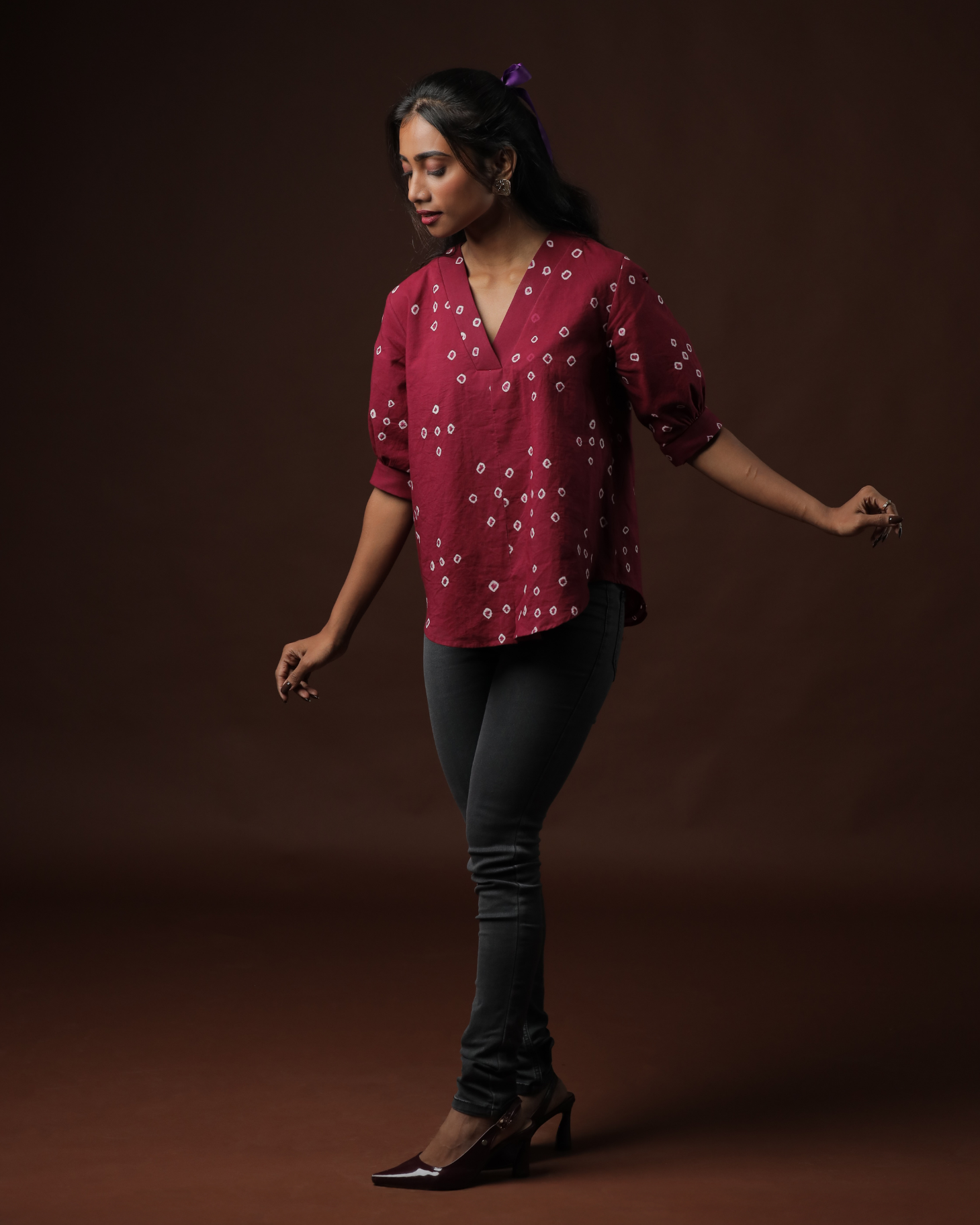 Arohana Sungudi Back Button Top