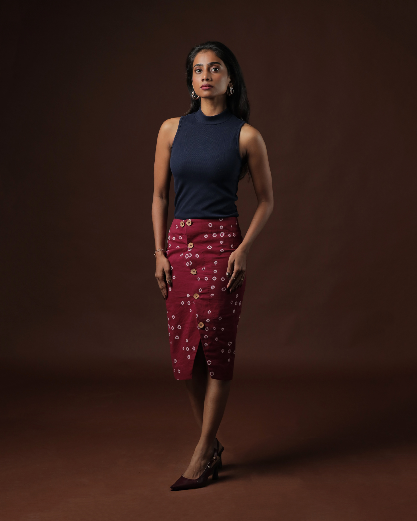 Arohana Sungudi Buttondown Pencil Skirt