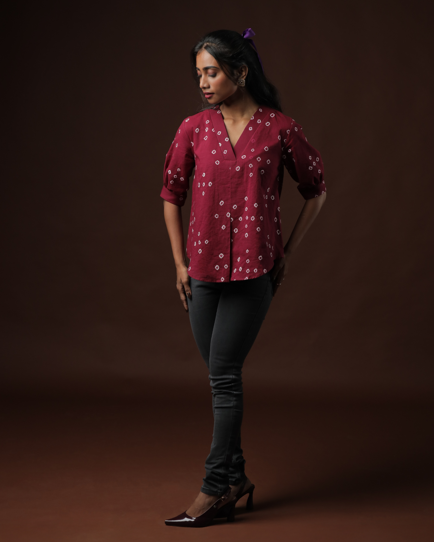 Arohana Sungudi Back Button Top