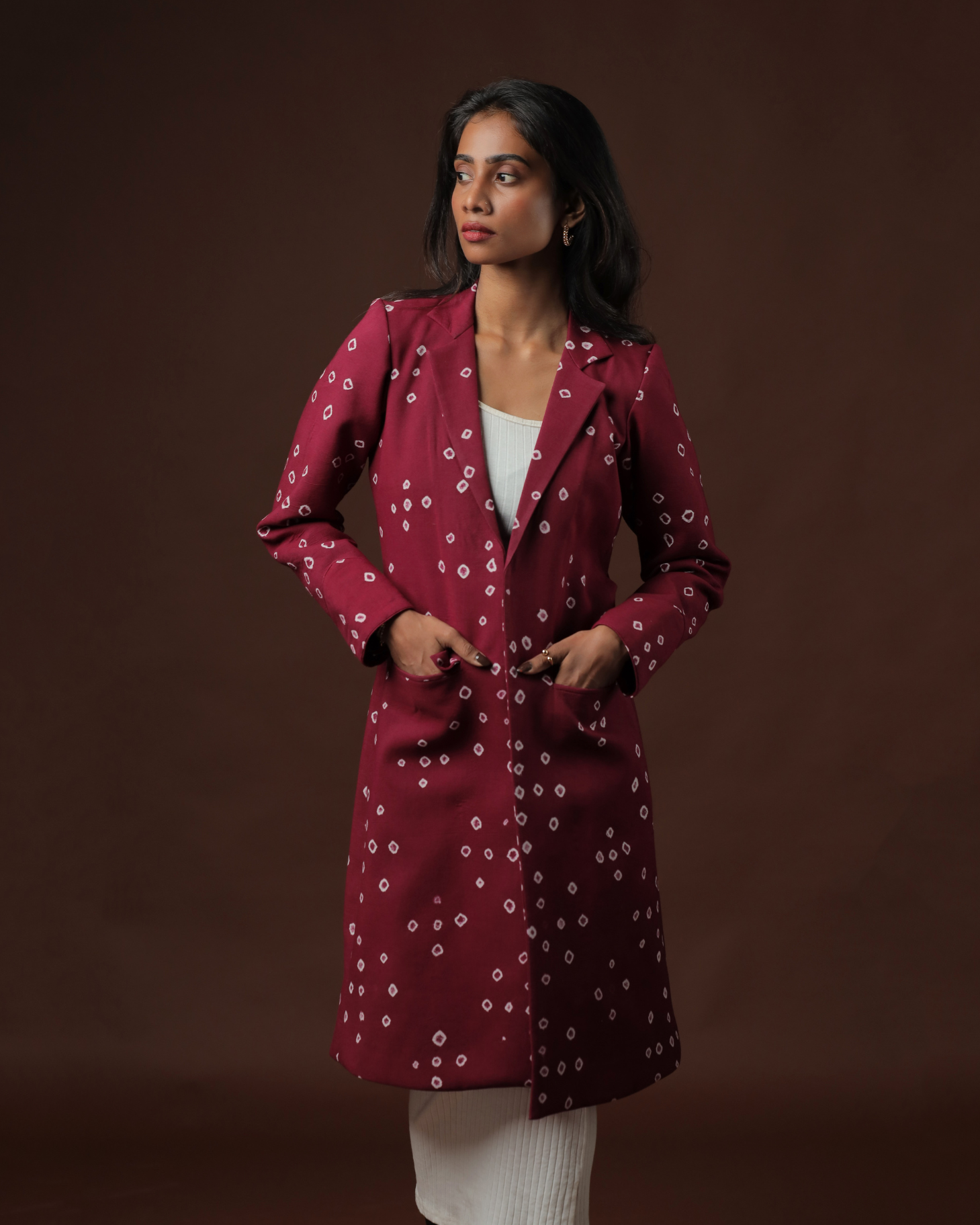 Arohana Sungudi Classic Trench Coat