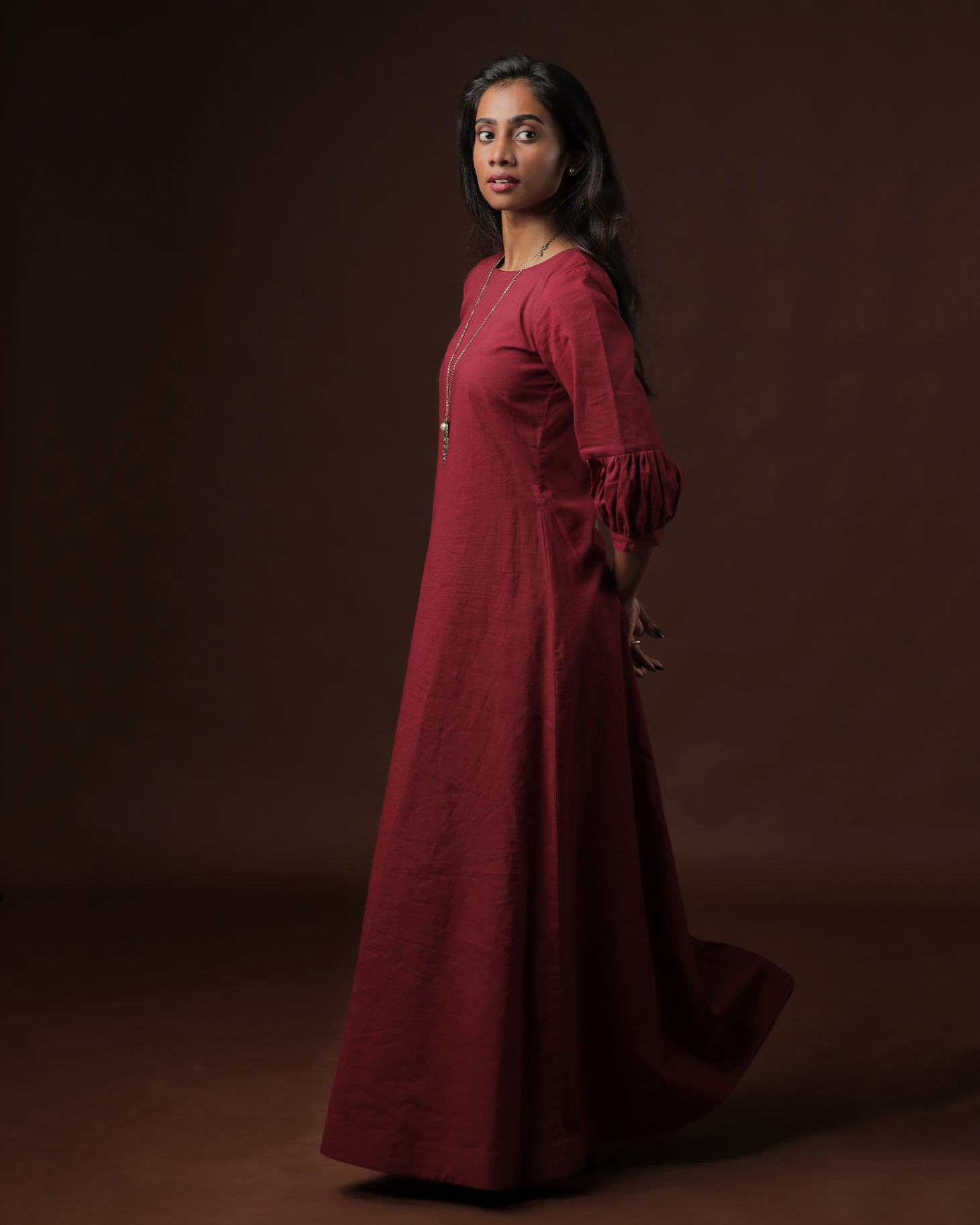 Arohana A-line Peasant Maxi Dress