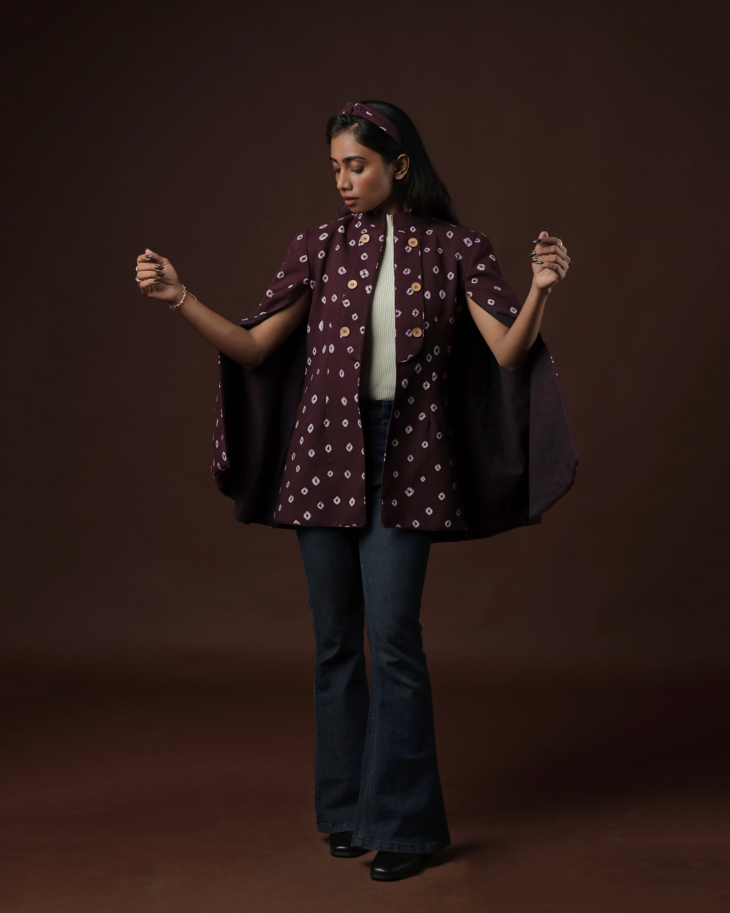 Avarohana Sungudi Open Sleeve Cape Blazer