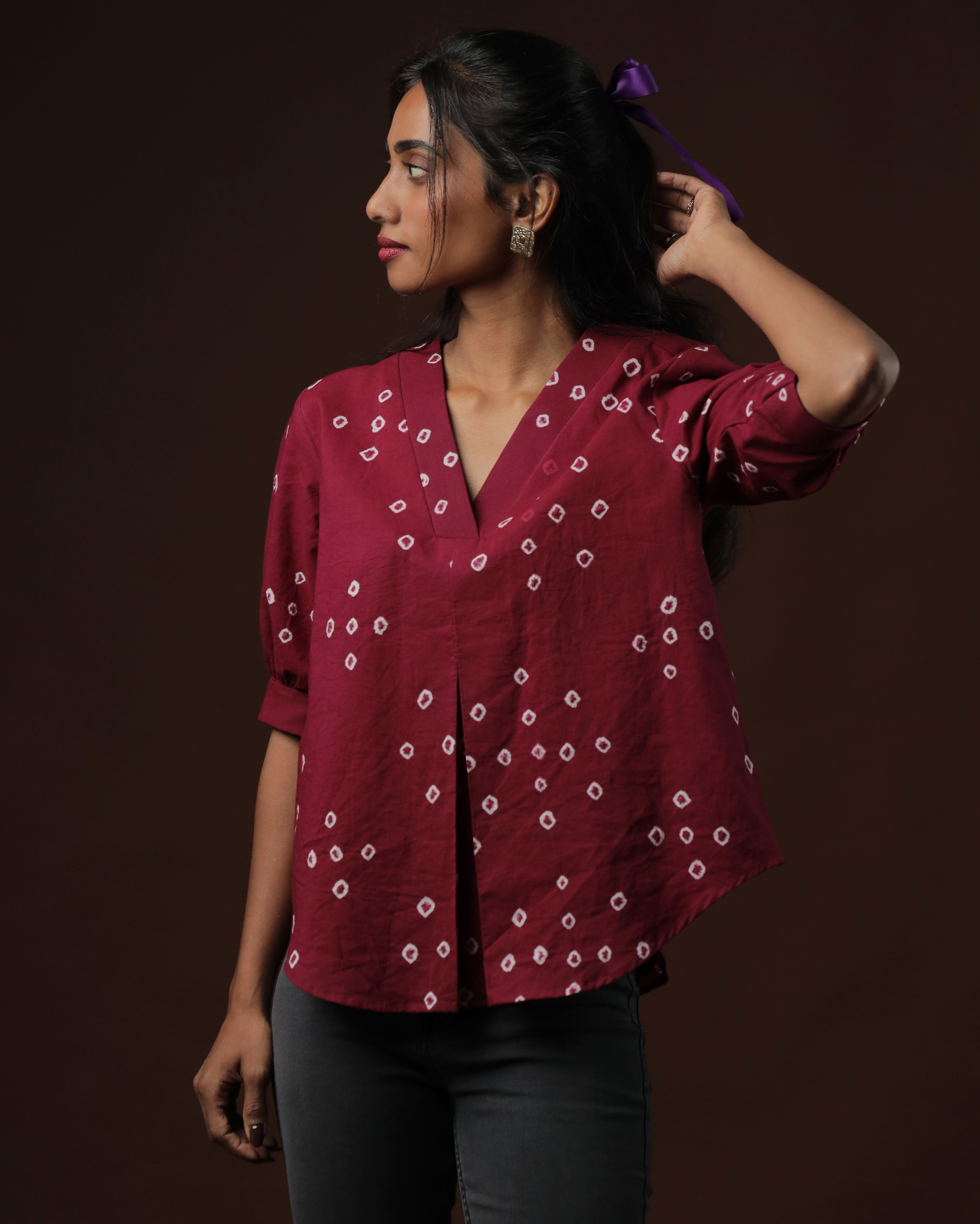 Arohana Sungudi Back Button Top