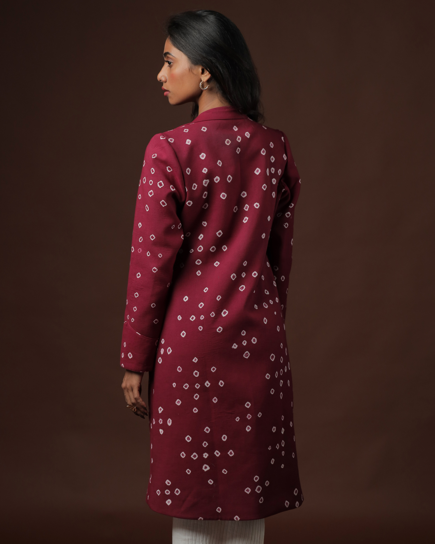 Arohana Sungudi Classic Trench Coat