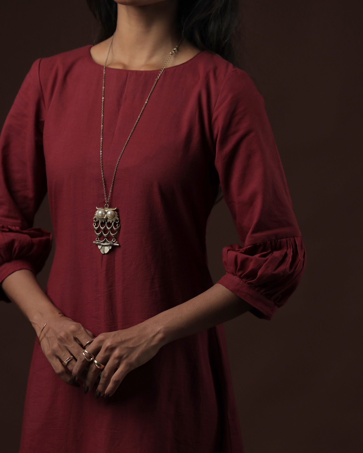 Arohana A-line Peasant Maxi Dress