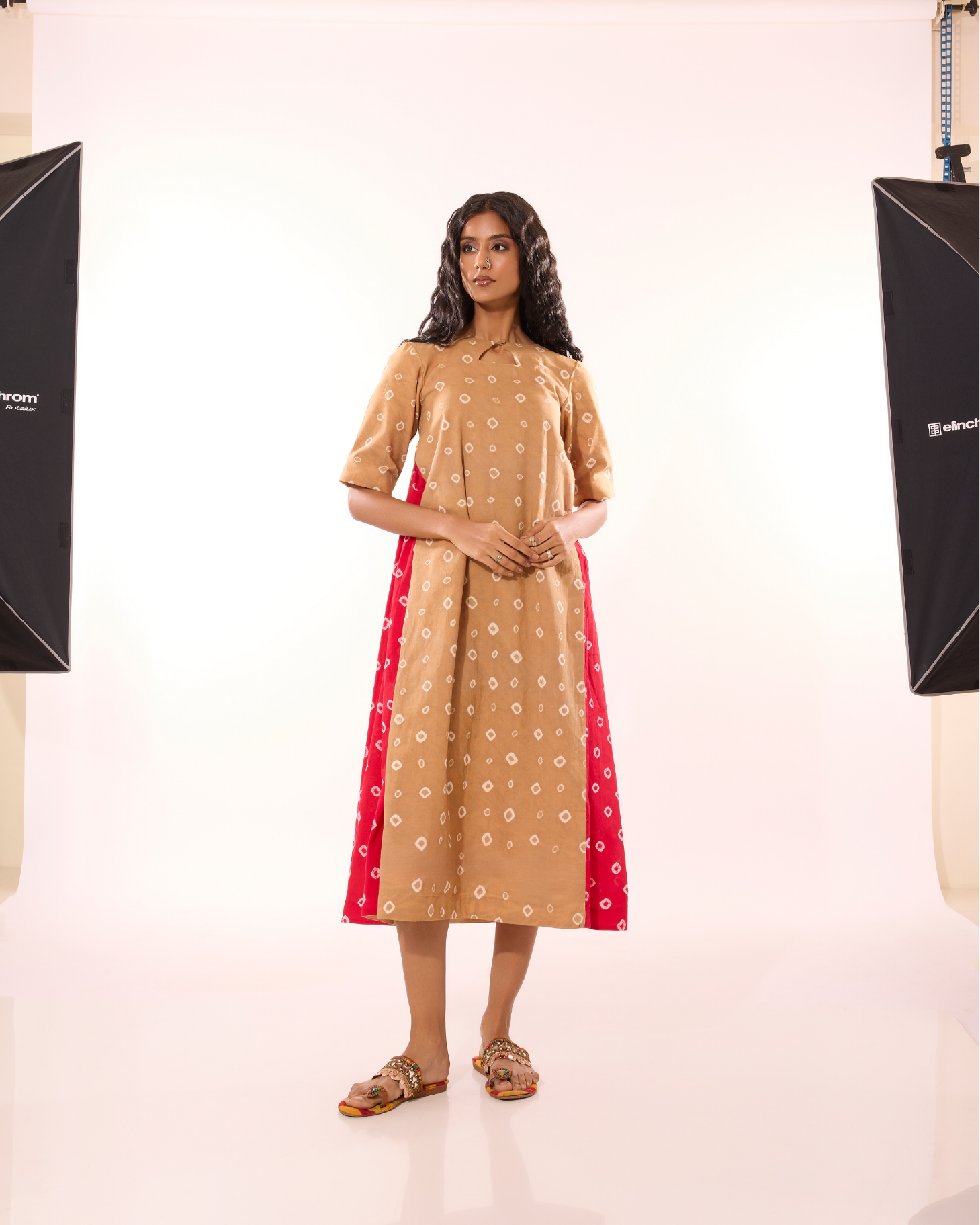 Vanji Sungudi Godet Dress