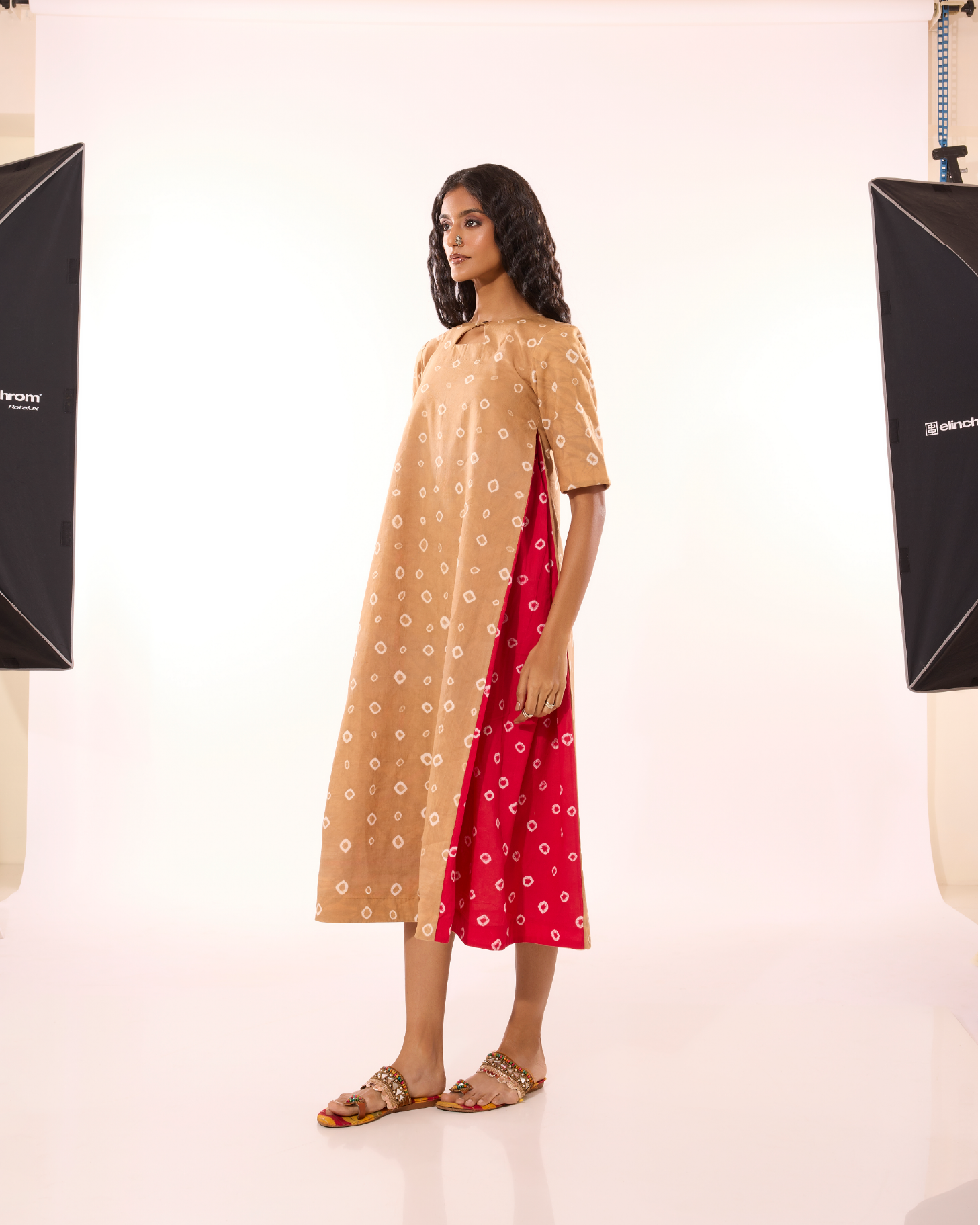 Vanji Sungudi Godet Dress