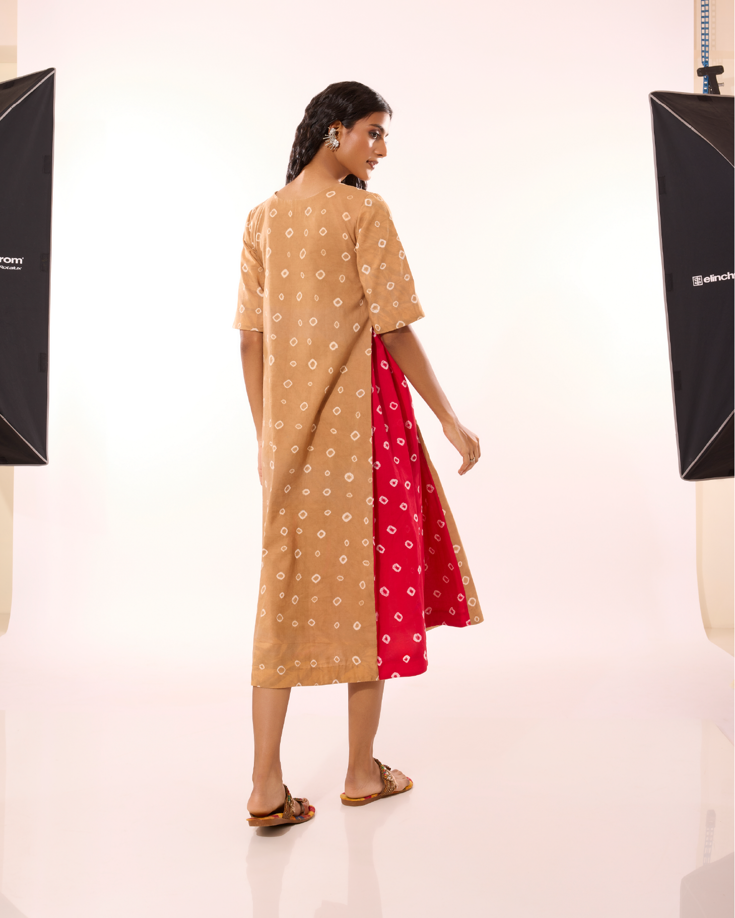 Vanji Sungudi Godet Dress