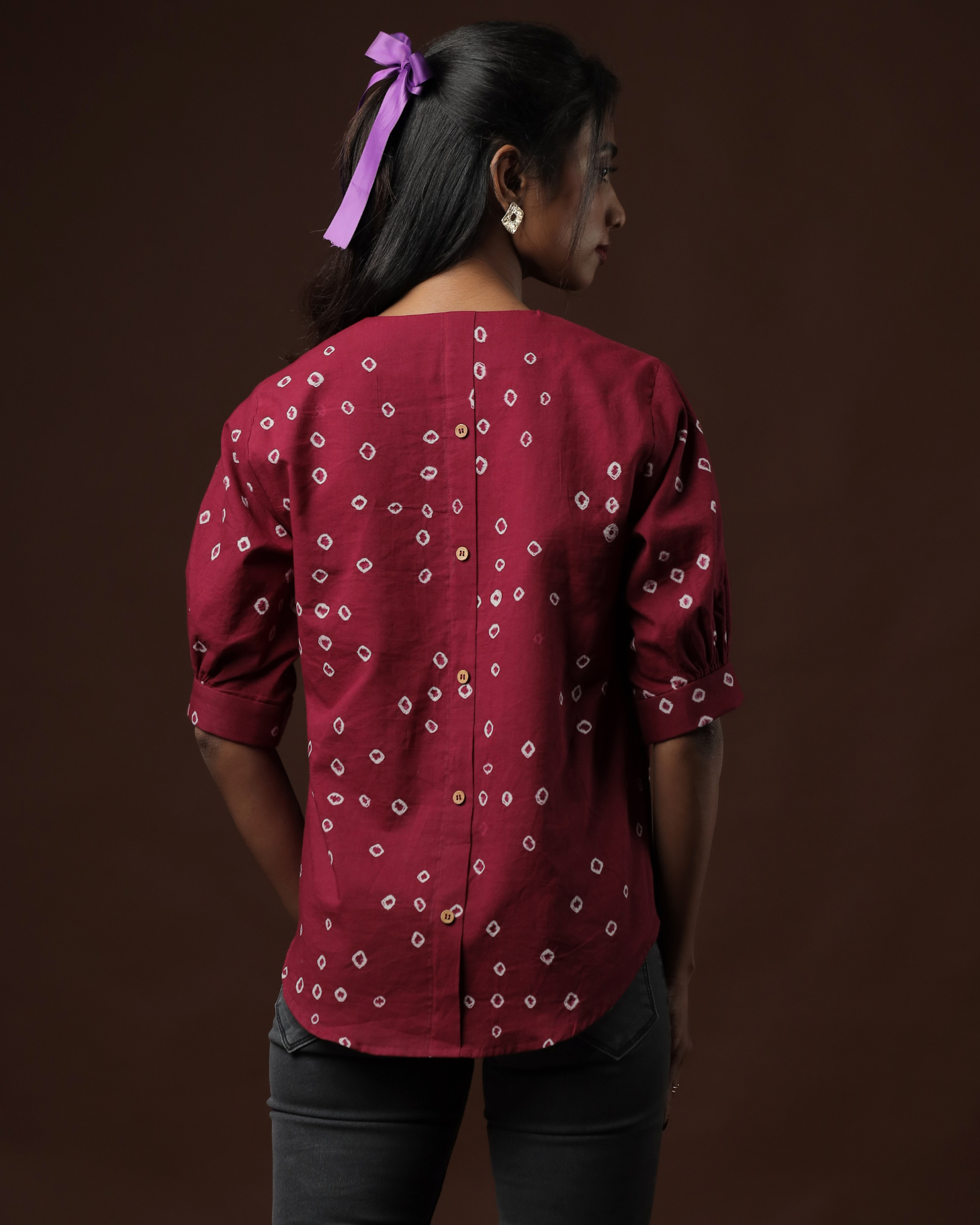 Arohana Sungudi Back Button Top