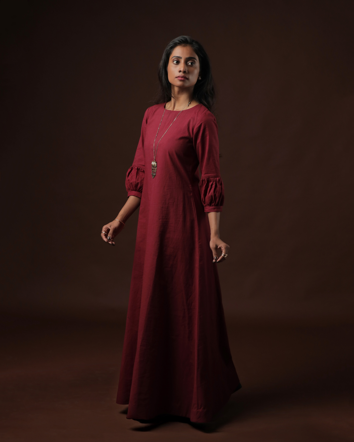 Arohana A-line Peasant Maxi Dress