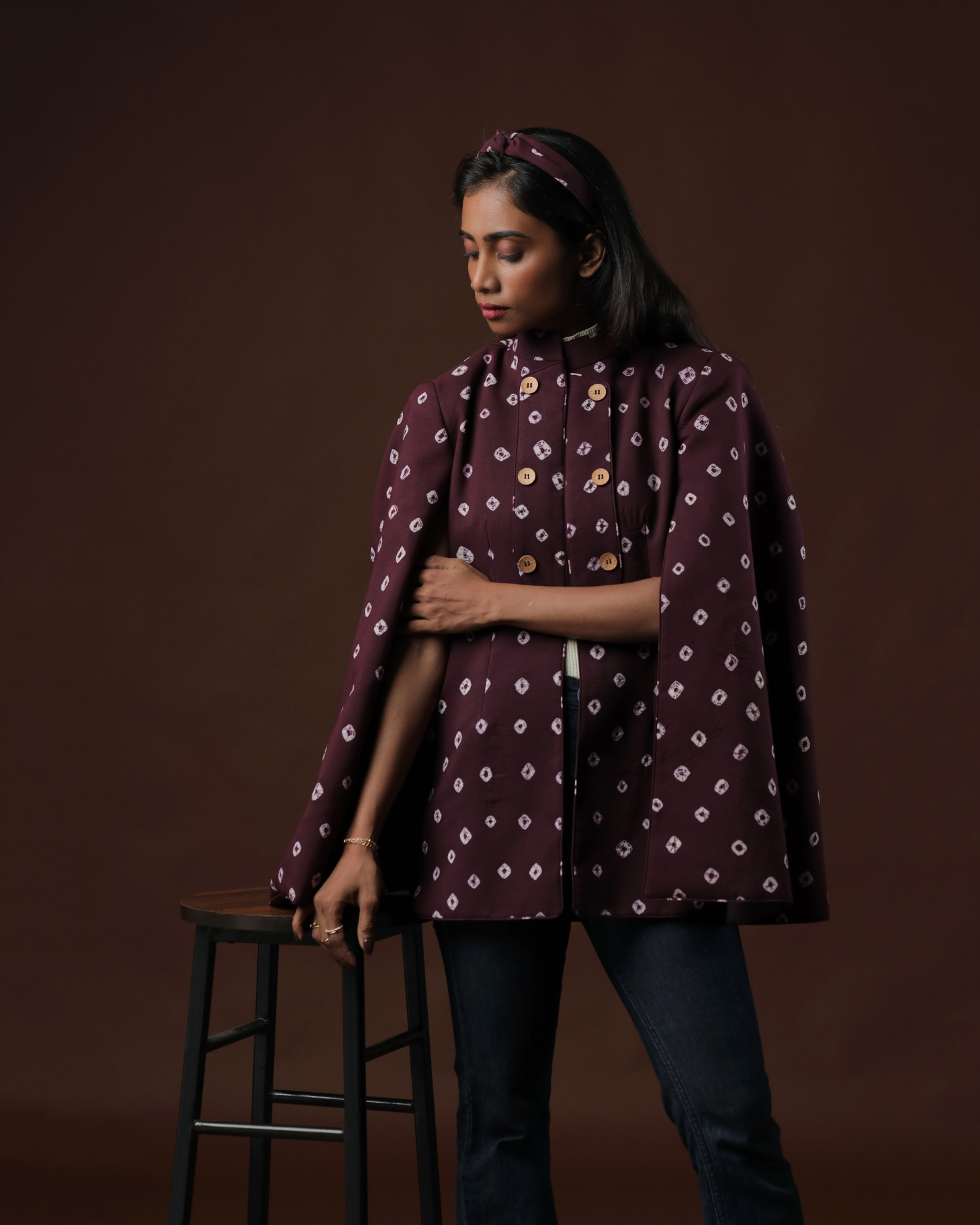 Avarohana Sungudi Open Sleeve Cape Blazer