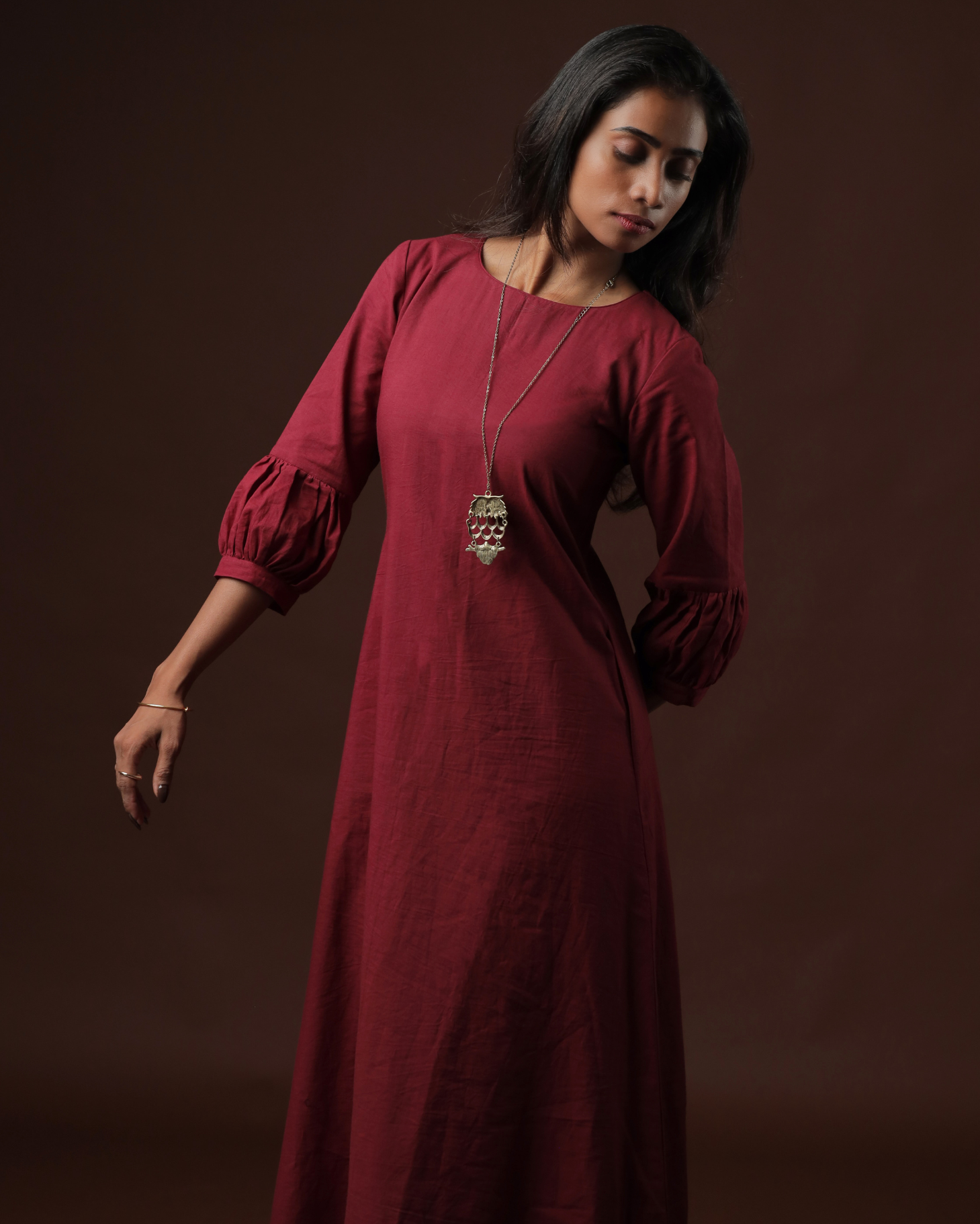 Arohana A-line Peasant Maxi Dress