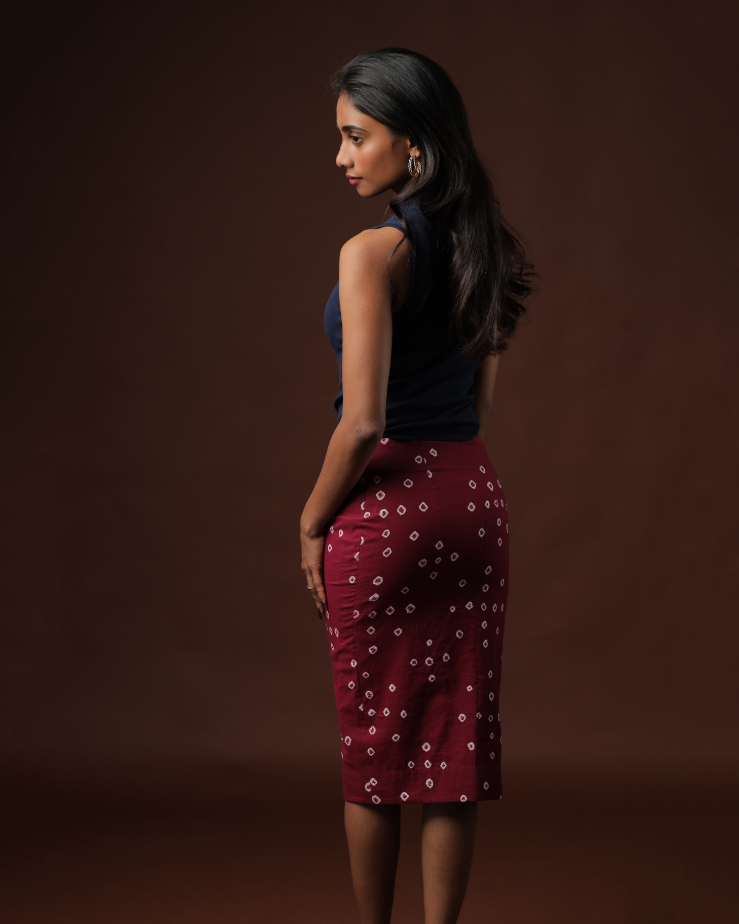 Arohana Sungudi Buttondown Pencil Skirt