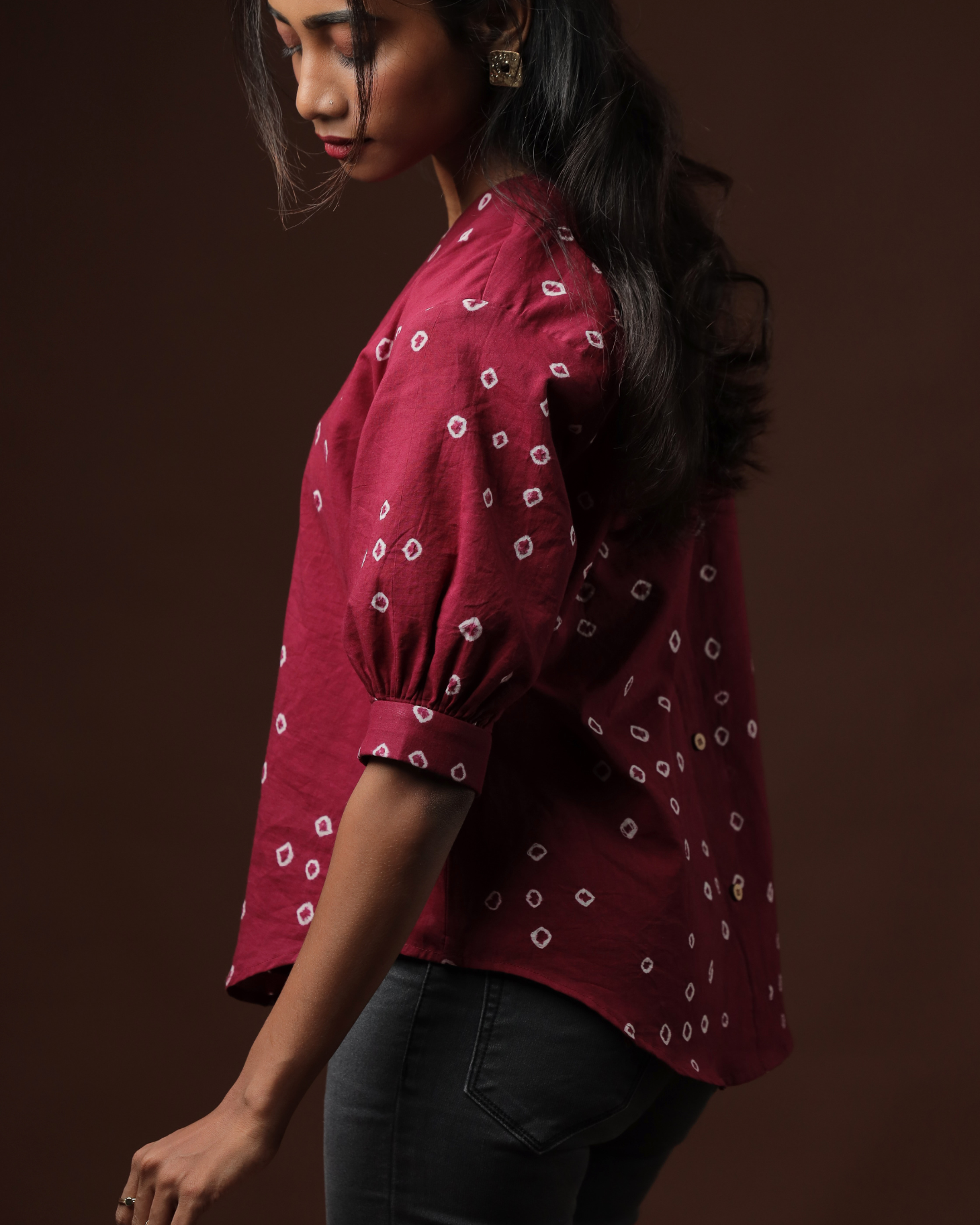 Arohana Sungudi Back Button Top