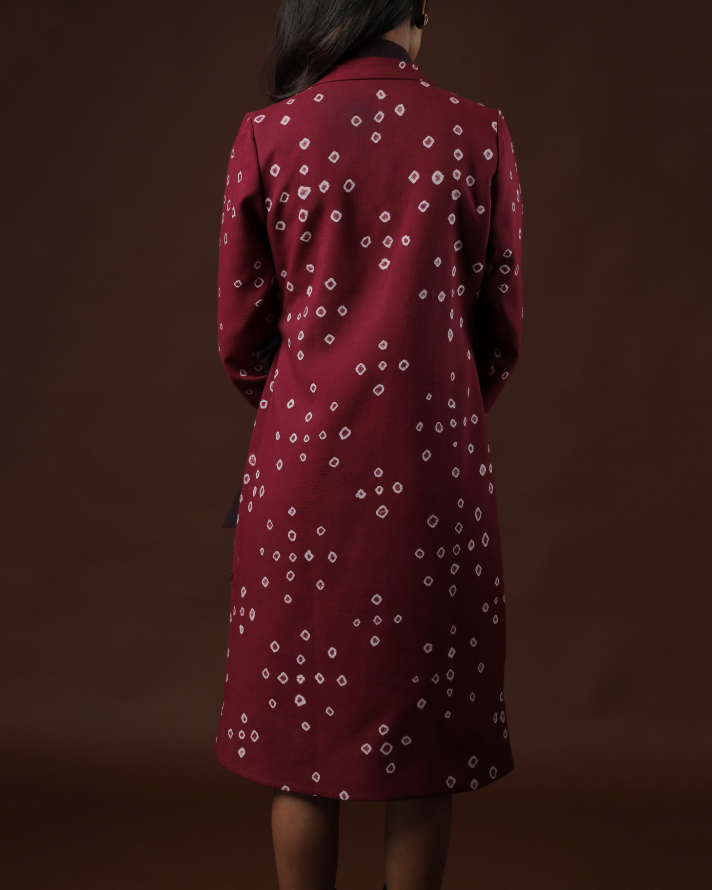 Raga Wrap Dress With Wine Sungudi Trench Coat