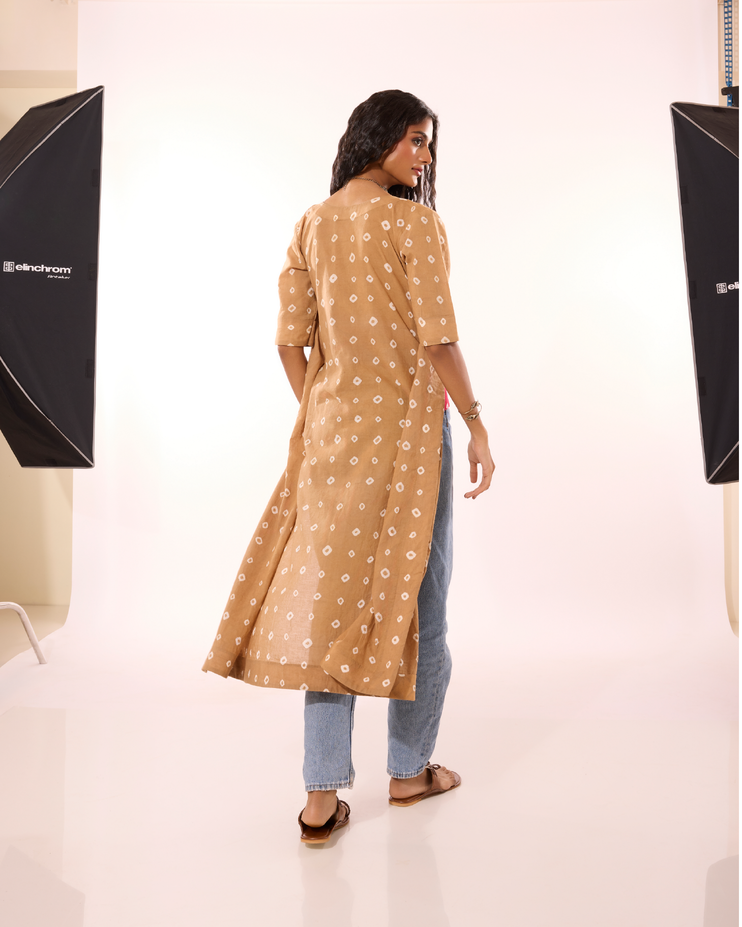 Vanji Sungudi Jacket With Attached One Shoulder Top