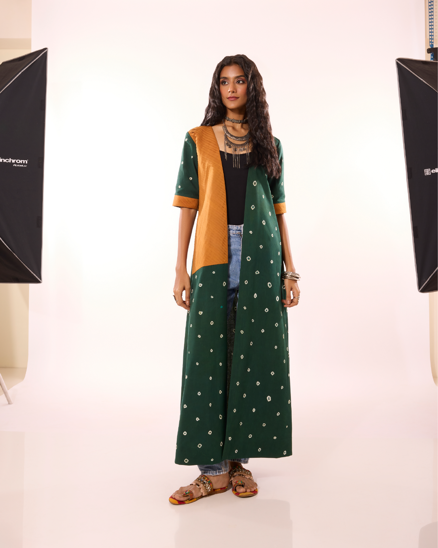 Vaagai Sungudi One-Side Pleated Jacket